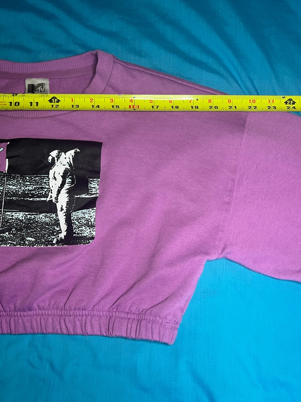 MTV Cropped Graphic Sweatshirt Pink XS Music Television - Picture 7 of 8
